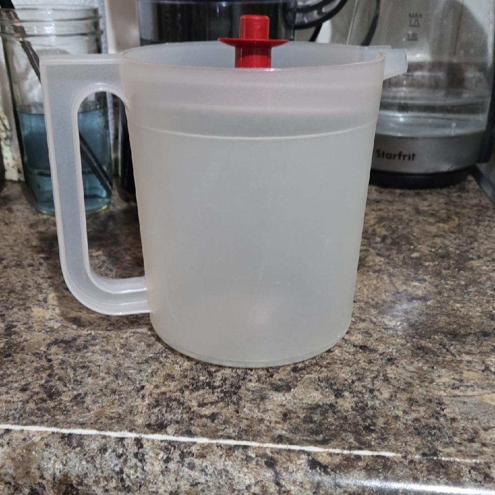 Vintage Tupperware "Go-Between" Pitcher with Push-button Red Lid